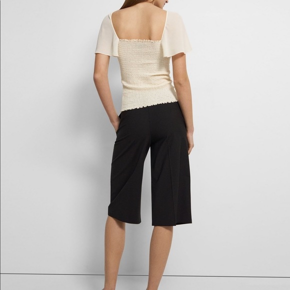 Theory Smocked Short-Sleeve Top in Recycled Sheer Georgette Size Small - Picture 4 of 11